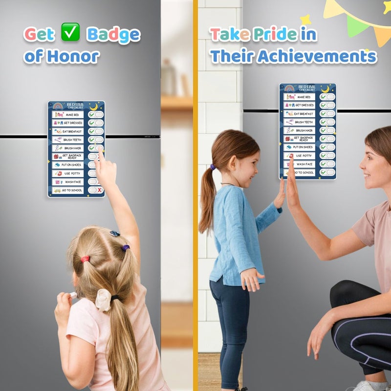 CustomMaster 3 in 1 Bedtime/Morning/Weekly Routine Chart for Kids, Magnetic Chore Chart for Kids, Visual Schedule for Kids Toddlers Schedule Board for Home - Image 4